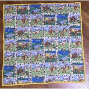 Western Kids Toddler Baby Blanket Playing Cowboy Handmade Horse Cow 36x36